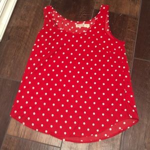 red and white polka dot tank top